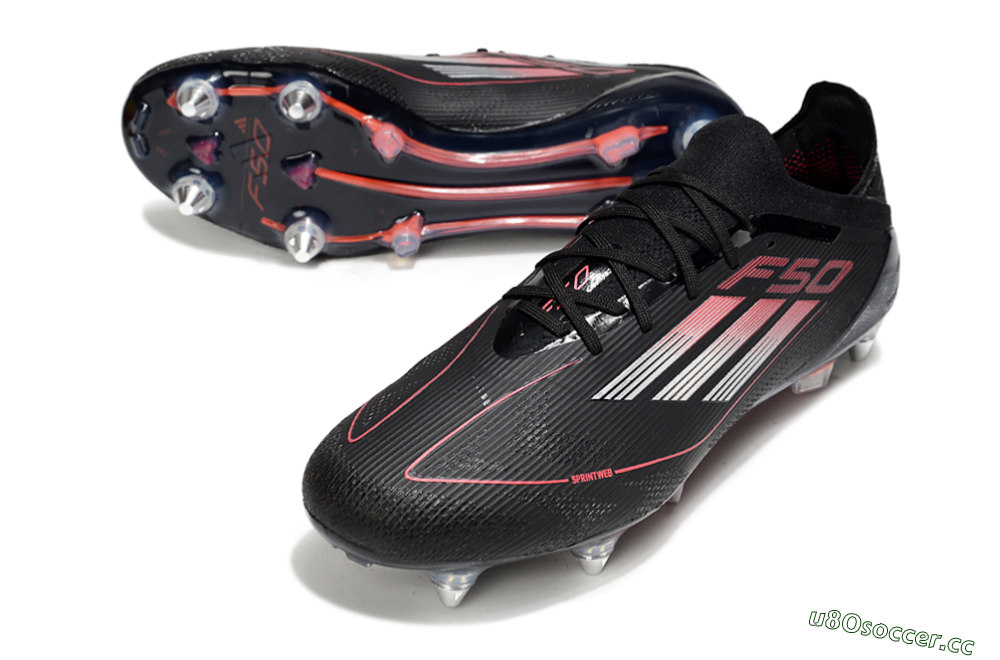 Men's Adidas F50 Elite SG Soft Ground Low-Tops Football Boots - Black/Silver/Red 3