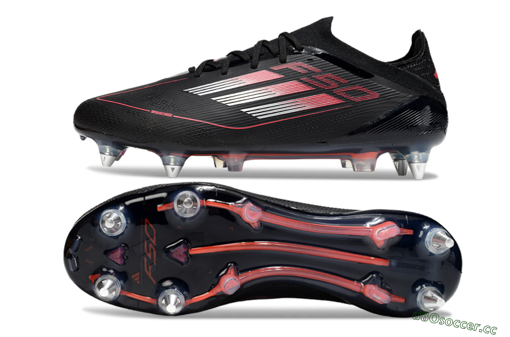 Men's Adidas F50 Elite SG Soft Ground Low-Tops Football Boots - Black/Silver/Red 1
