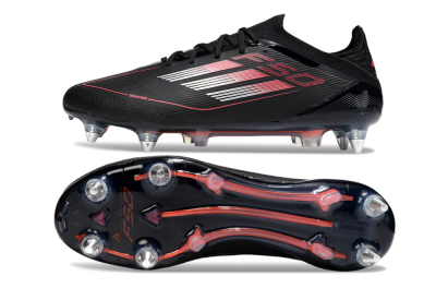 Men's Adidas F50 Elite SG Soft Ground Low-Tops Football Boots - Black/Silver/Red