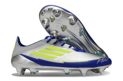Men's Adidas F50 Elite SG Soft Ground Low-Tops Football Boots - Silver/Yellow/Blue