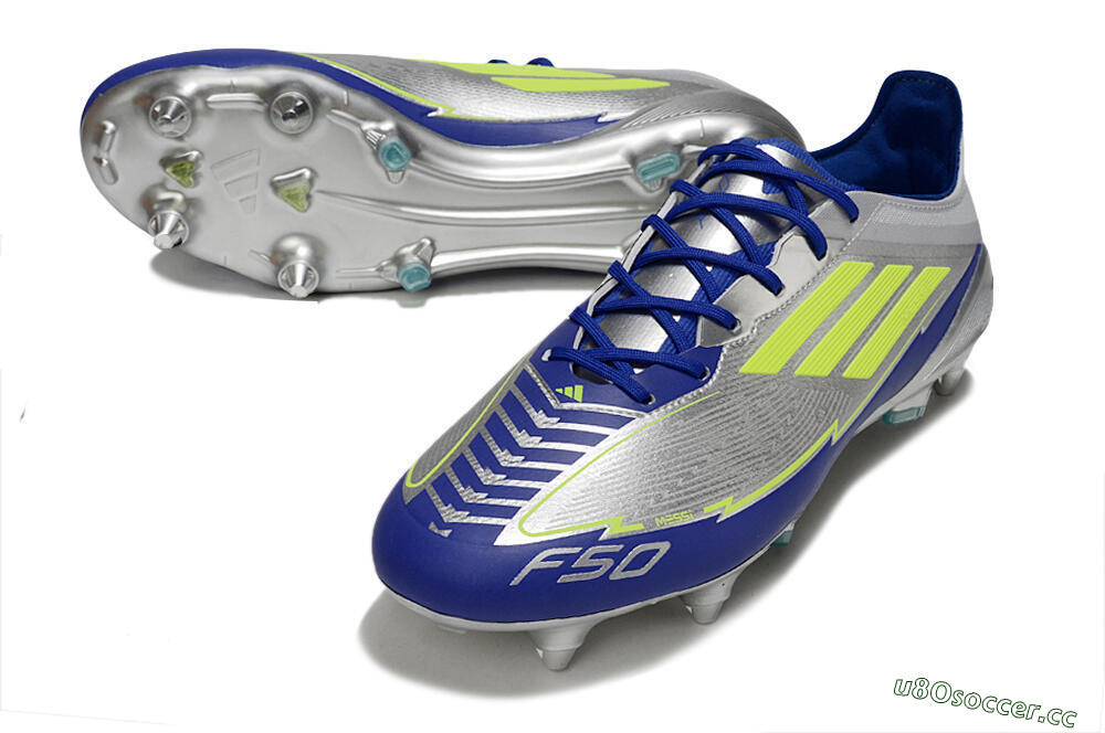 Men's Adidas F50 Elite SG Soft Ground Low-Tops Football Boots - Silver/Yellow/Blue 3
