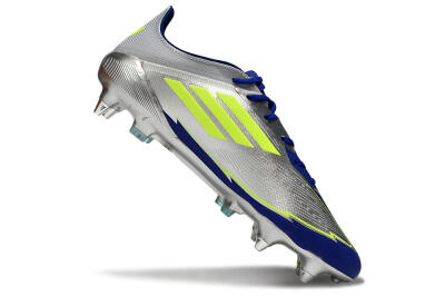 Men's Adidas F50 Elite SG Soft Ground Low-Tops Football Boots - Silver/Yellow/Blue