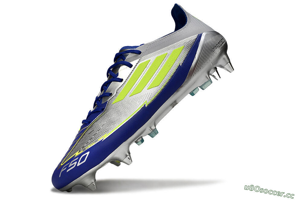 Men's Adidas F50 Elite SG Soft Ground Low-Tops Football Boots - Silver/Yellow/Blue 5