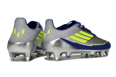 Men's Adidas F50 Elite SG Soft Ground Low-Tops Football Boots - Silver/Yellow/Blue
