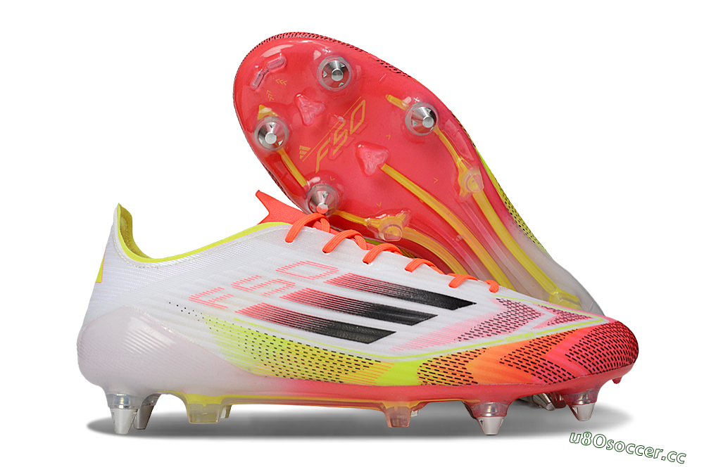 Men's Adidas F50 Elite SG Soft Ground Low-Tops Football Boots - White/Red/Yellow 2