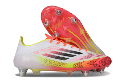 Men's Adidas F50 Elite SG Soft Ground Low-Tops Football Boots - White/Red/Yellow