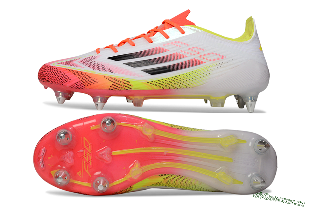 Men's Adidas F50 Elite SG Soft Ground Low-Tops Football Boots - White/Red/Yellow 1