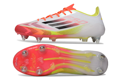 Men's Adidas F50 Elite SG Soft Ground Low-Tops Football Boots - White/Red/Yellow