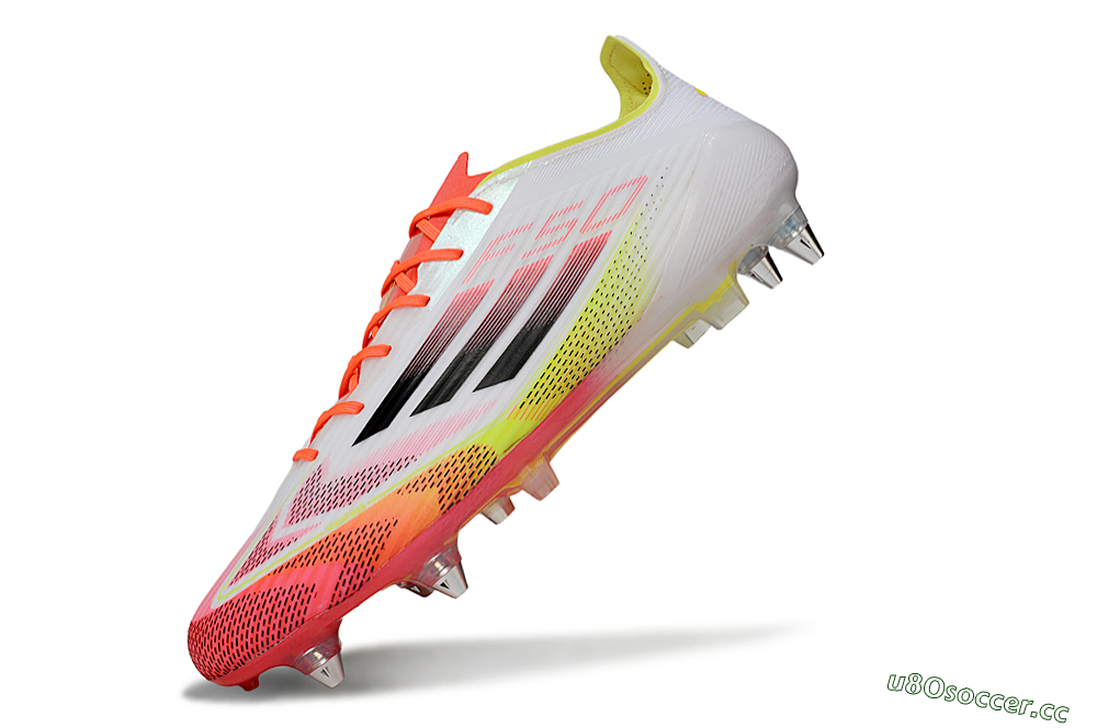 Men's Adidas F50 Elite SG Soft Ground Low-Tops Football Boots - White/Red/Yellow 5