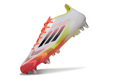 Men's Adidas F50 Elite SG Soft Ground Low-Tops Football Boots - White/Red/Yellow