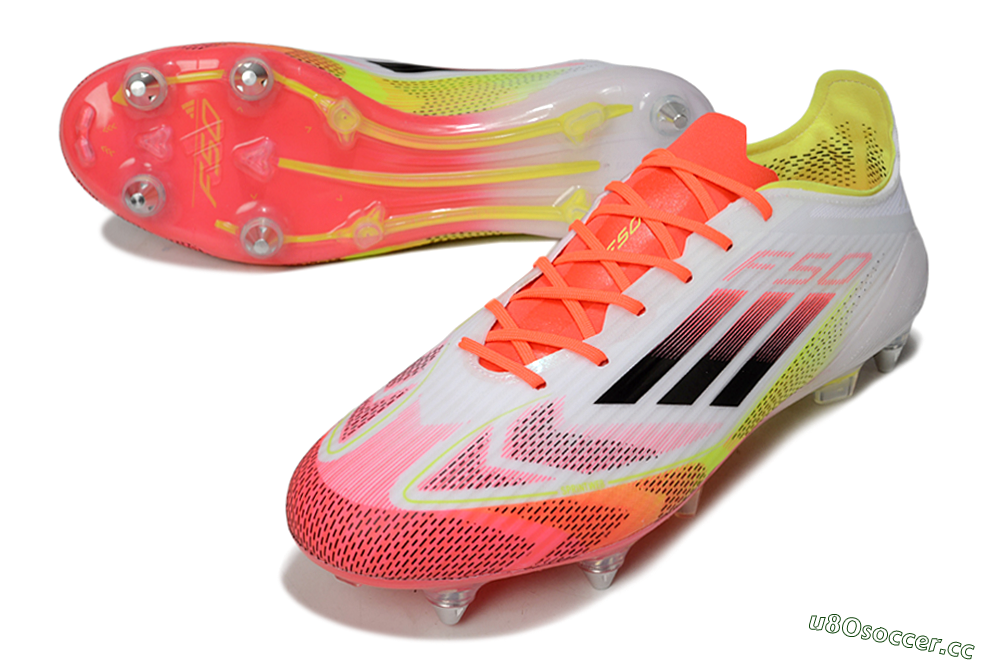 Men's Adidas F50 Elite SG Soft Ground Low-Tops Football Boots - White/Red/Yellow 3