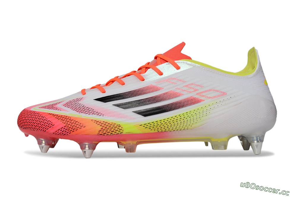 Men's Adidas F50 Elite SG Soft Ground Low-Tops Football Boots - White/Red/Yellow 0