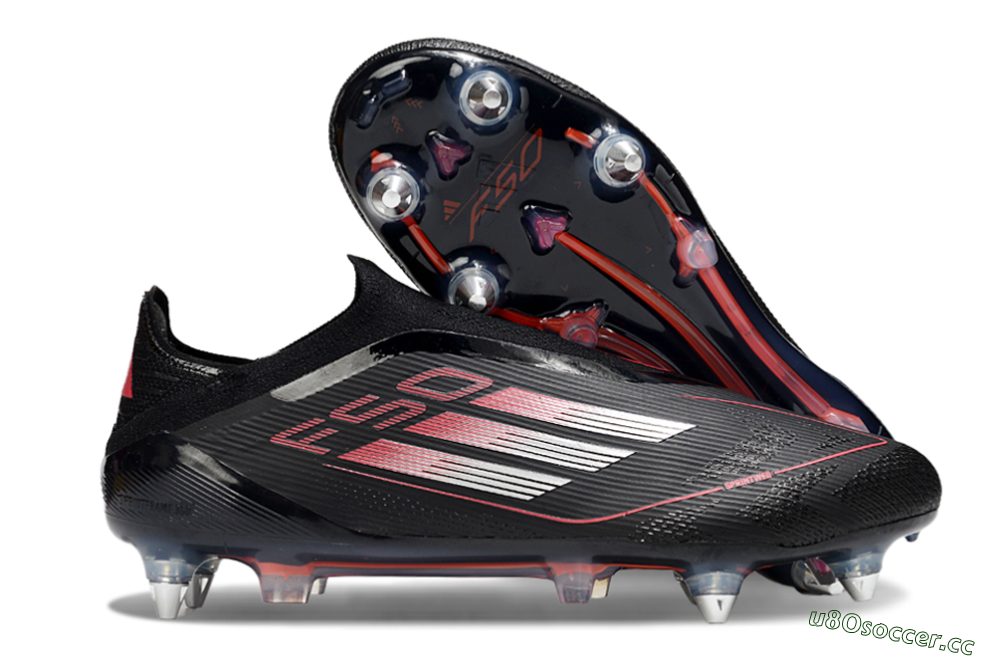 Men's Adidas F50 Elite Laceless SG Soft Ground Low-Tops Football Boots - Black/Silver/Red 2