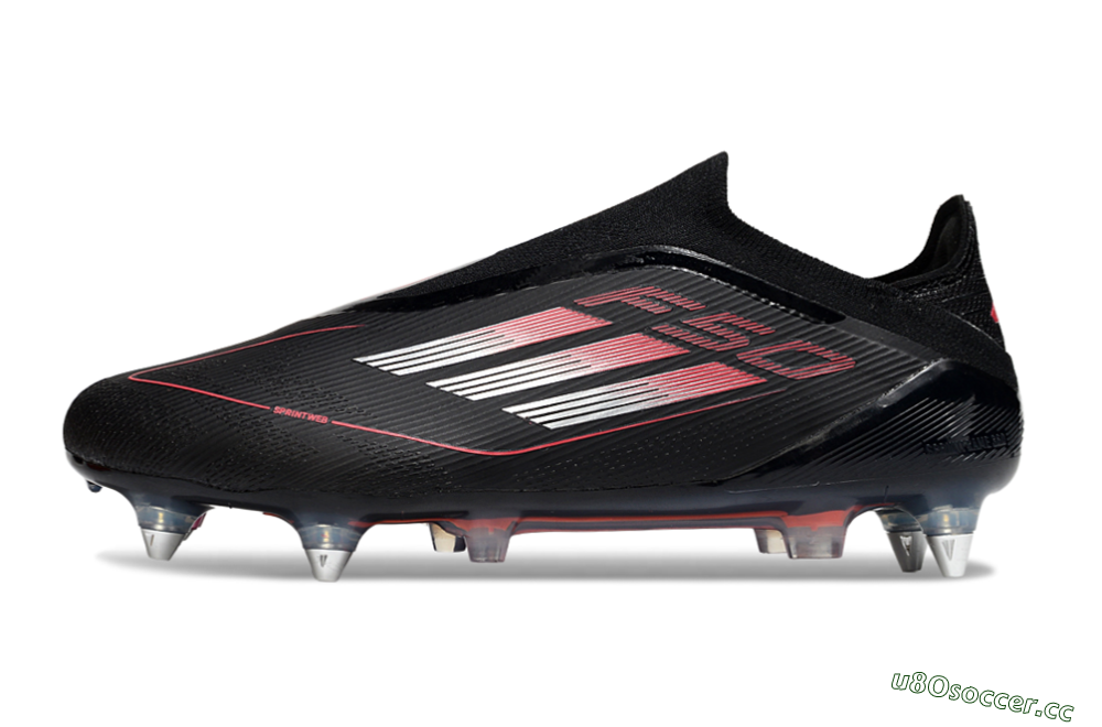 Men's Adidas F50 Elite Laceless SG Soft Ground Low-Tops Football Boots - Black/Silver/Red 0