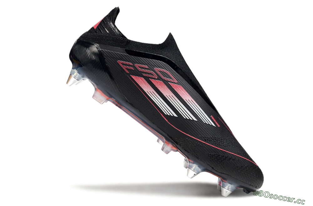 Men's Adidas F50 Elite Laceless SG Soft Ground Low-Tops Football Boots - Black/Silver/Red 4