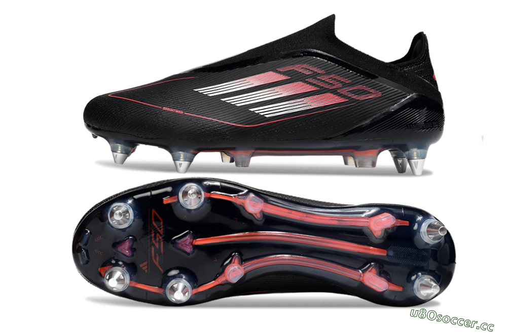 Men's Adidas F50 Elite Laceless SG Soft Ground Low-Tops Football Boots - Black/Silver/Red 1