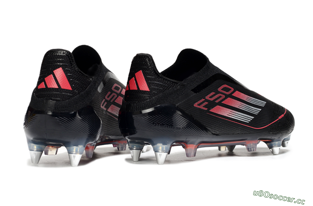 Men's Adidas F50 Elite Laceless SG Soft Ground Low-Tops Football Boots - Black/Silver/Red 5