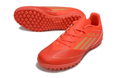Men's Adidas F50 Club TF Artificial Turf Low-Tops Football Shoes - Red/Gold