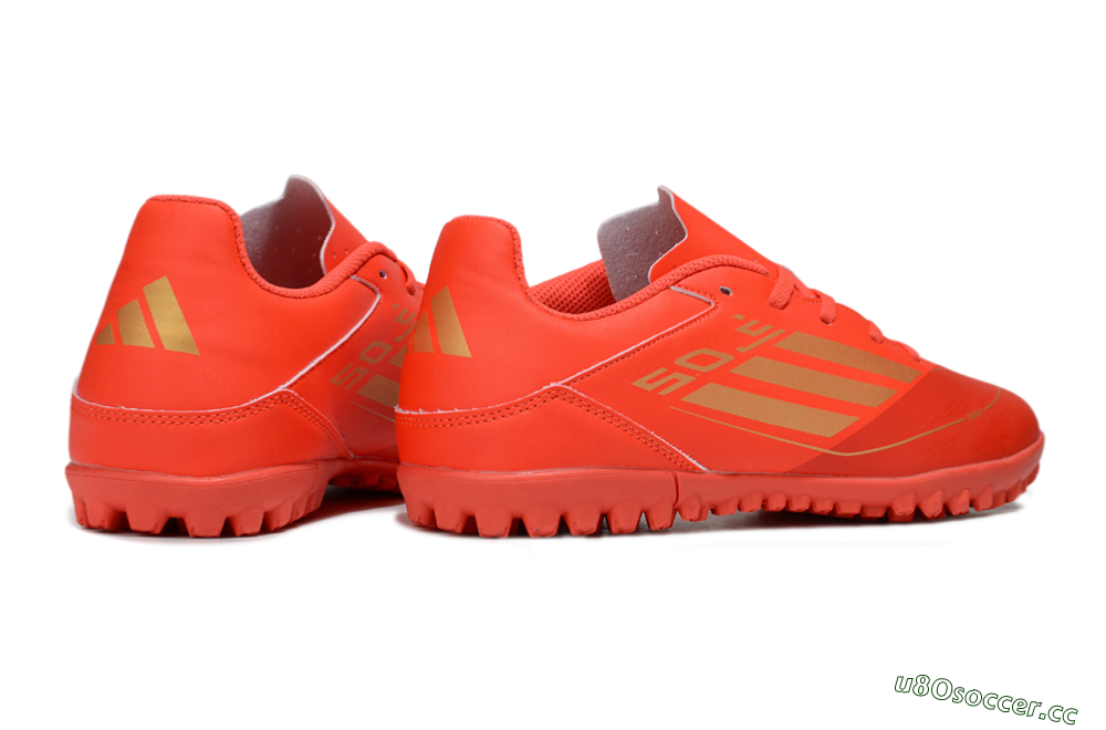 Men's Adidas F50 Club TF Artificial Turf Low-Tops Football Shoes - Red/Gold 6