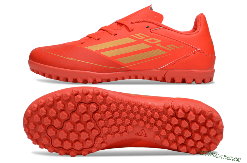 Men's Adidas F50 Club TF Artificial Turf Low-Tops Football Shoes - Red/Gold 1