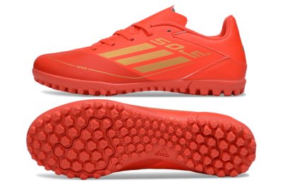 Men's Adidas F50 Club TF Artificial Turf Low-Tops Football Shoes - Red/Gold