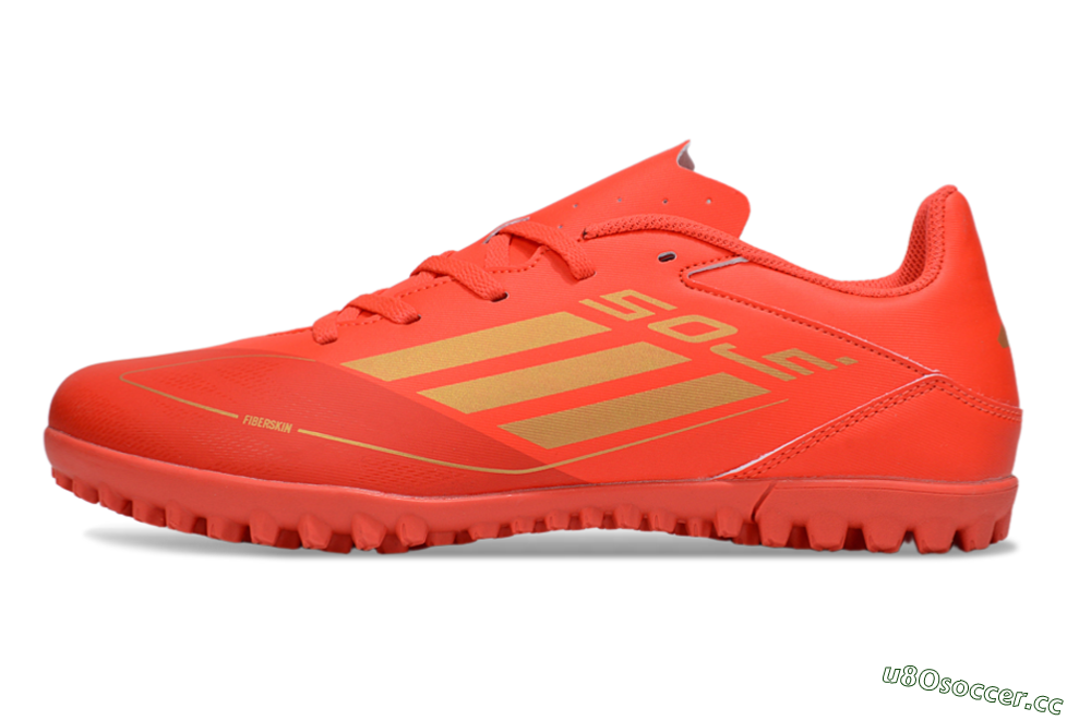 Men's Adidas F50 Club TF Artificial Turf Low-Tops Football Shoes - Red/Gold 0
