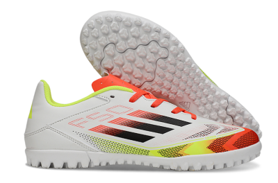 Men's Adidas F50 Club TF Artificial Turf Low-Tops Football Shoes - White/Red/Yellow