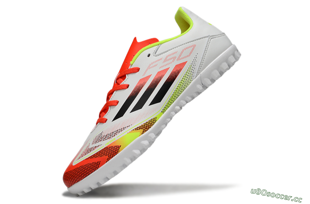 Men's Adidas F50 Club TF Artificial Turf Low-Tops Football Shoes - White/Red/Yellow 5