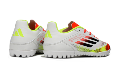 Men's Adidas F50 Club TF Artificial Turf Low-Tops Football Shoes - White/Red/Yellow
