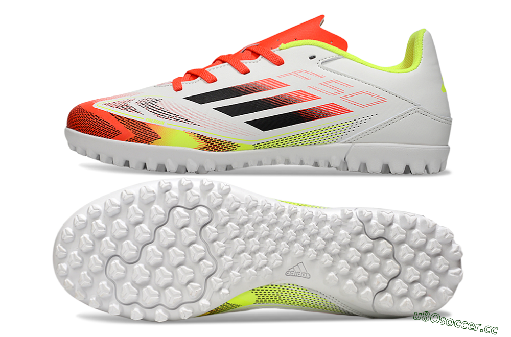 Men's Adidas F50 Club TF Artificial Turf Low-Tops Football Shoes - White/Red/Yellow 1