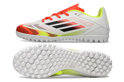 Men's Adidas F50 Club TF Artificial Turf Low-Tops Football Shoes - White/Red/Yellow