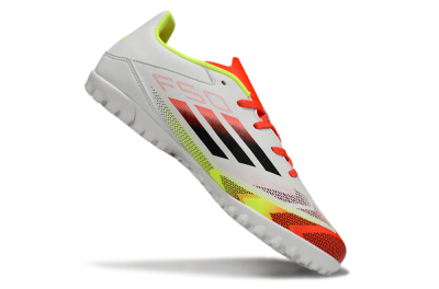 Men's Adidas F50 Club TF Artificial Turf Low-Tops Football Shoes - White/Red/Yellow