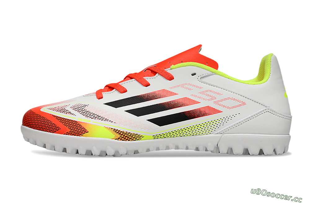 Men's Adidas F50 Club TF Artificial Turf Low-Tops Football Shoes - White/Red/Yellow 0