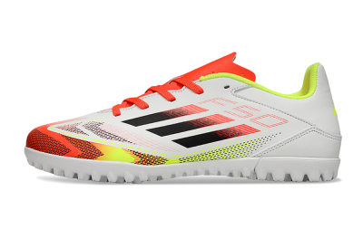 Men's Adidas F50 Club TF Artificial Turf Low-Tops Football Shoes - White/Red/Yellow