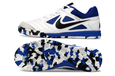 Men's Nike Lunar Gato 2 IC Indoor & Futsal Low-Tops Football Shoes - White/Blue/Black