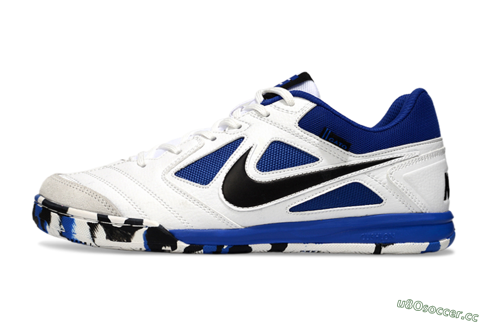 Men's Nike Lunar Gato 2 IC Indoor & Futsal Low-Tops Football Shoes - White/Blue/Black 0