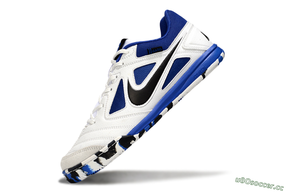 Men's Nike Lunar Gato 2 IC Indoor & Futsal Low-Tops Football Shoes - White/Blue/Black 5