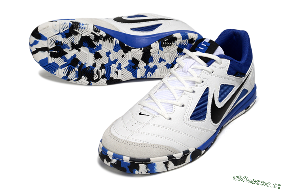 Men's Nike Lunar Gato 2 IC Indoor & Futsal Low-Tops Football Shoes - White/Blue/Black 3