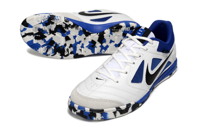 Men's Nike Lunar Gato 2 IC Indoor & Futsal Low-Tops Football Shoes - White/Blue/Black