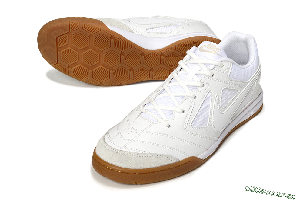 Men's Nike Lunar Gato 2 IC Indoor & Futsal Low-Tops Football Shoes - Beige/White 3