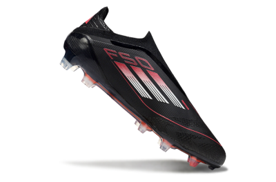 Men's Adidas F50 Elite Laceless FG Firm Ground Low-Tops Football Boots - Black/Silver/Red