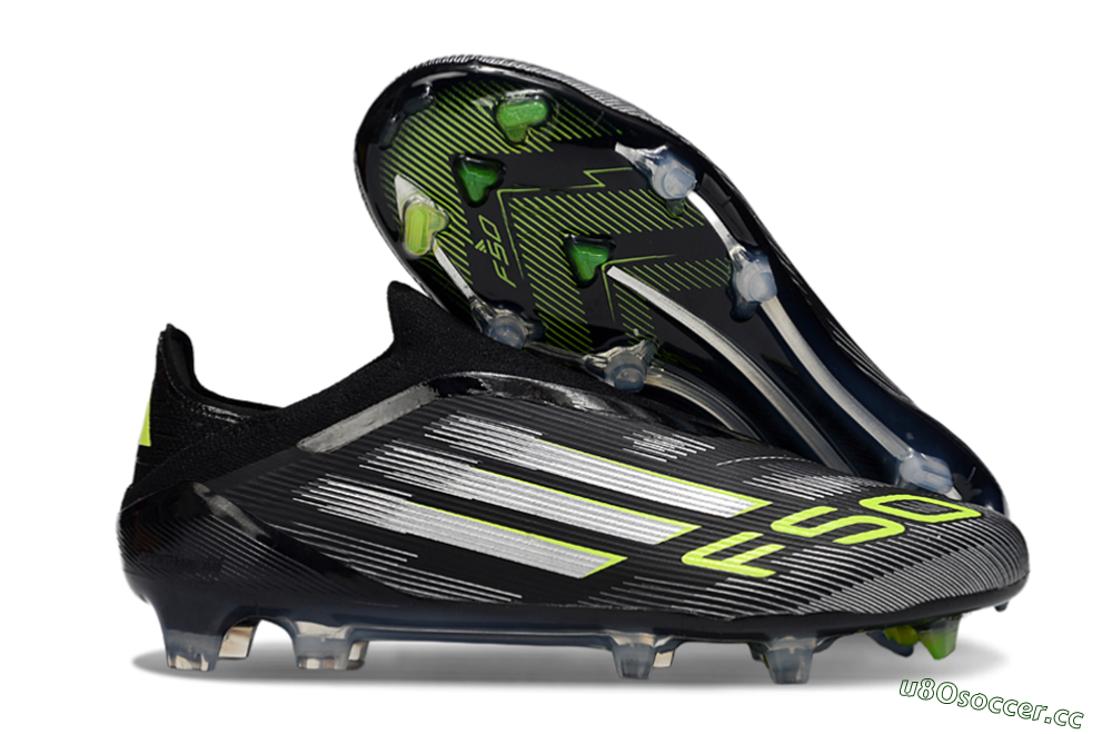 Men's Adidas F50 Elite Laceless FG Firm Ground Low-Tops Football Boots - Black/Silver/Yellow 2