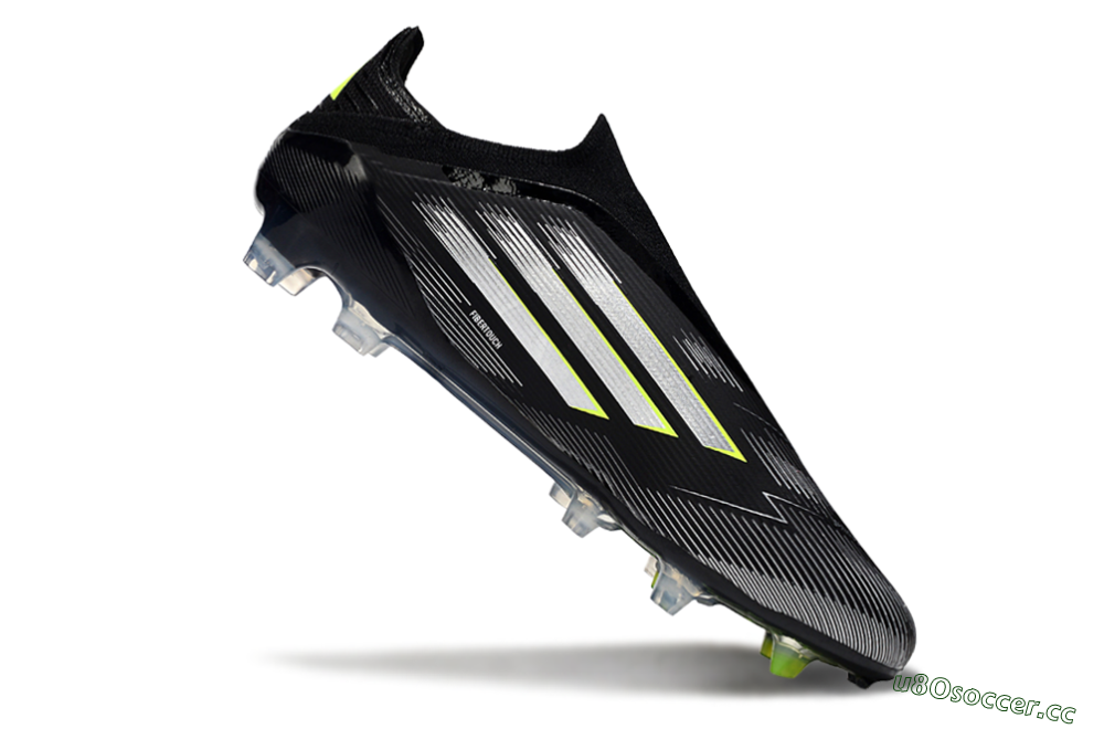 Men's Adidas F50 Elite Laceless FG Firm Ground Low-Tops Football Boots - Black/Silver/Yellow 4