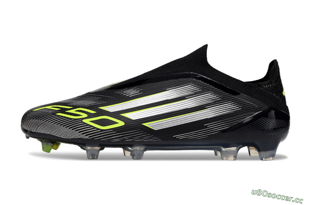 Men's Adidas F50 Elite Laceless FG Firm Ground Low-Tops Football Boots - Black/Silver/Yellow 0