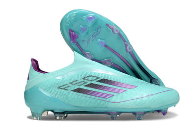 Men's Adidas F50 Elite Laceless FG Firm Ground Low-Tops Football Boots - Jade/Purple/Black