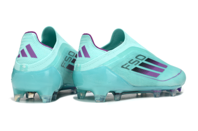 Men's Adidas F50 Elite Laceless FG Firm Ground Low-Tops Football Boots - Jade/Purple/Black