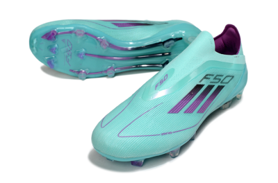 Men's Adidas F50 Elite Laceless FG Firm Ground Low-Tops Football Boots - Jade/Purple/Black
