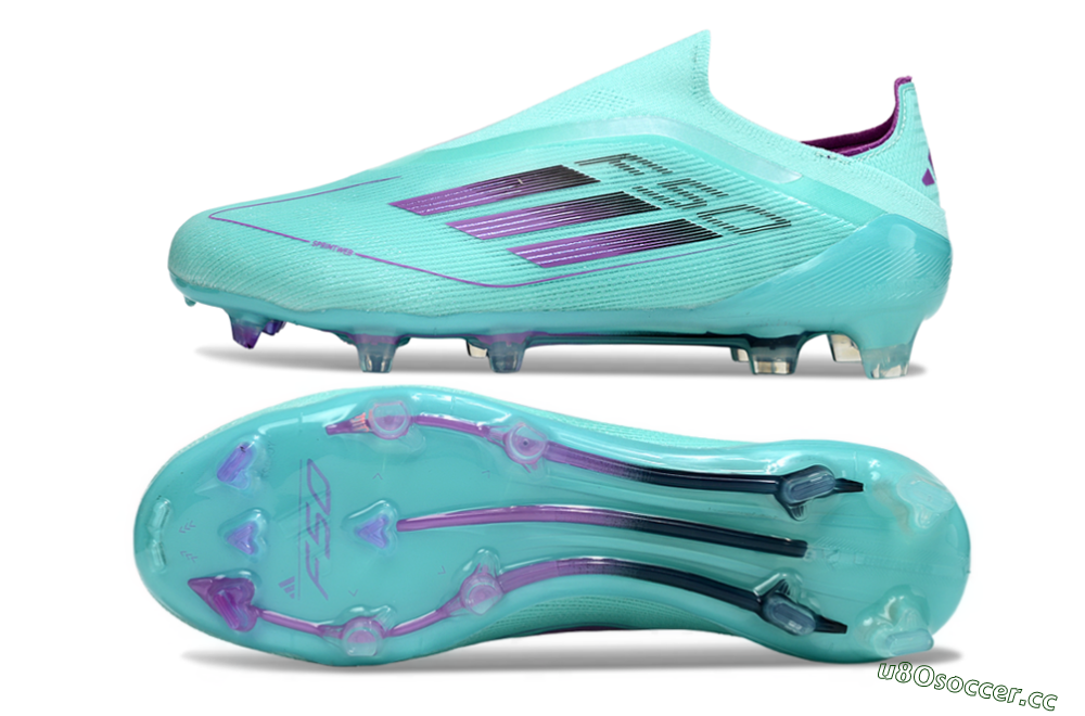 Men's Adidas F50 Elite Laceless FG Firm Ground Low-Tops Football Boots - Jade/Purple/Black 1