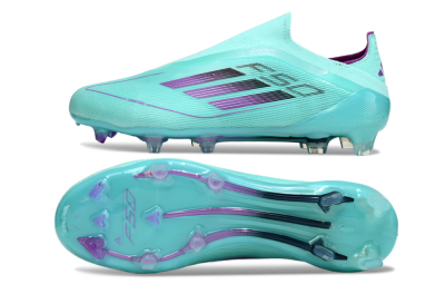 Men's Adidas F50 Elite Laceless FG Firm Ground Low-Tops Football Boots - Jade/Purple/Black