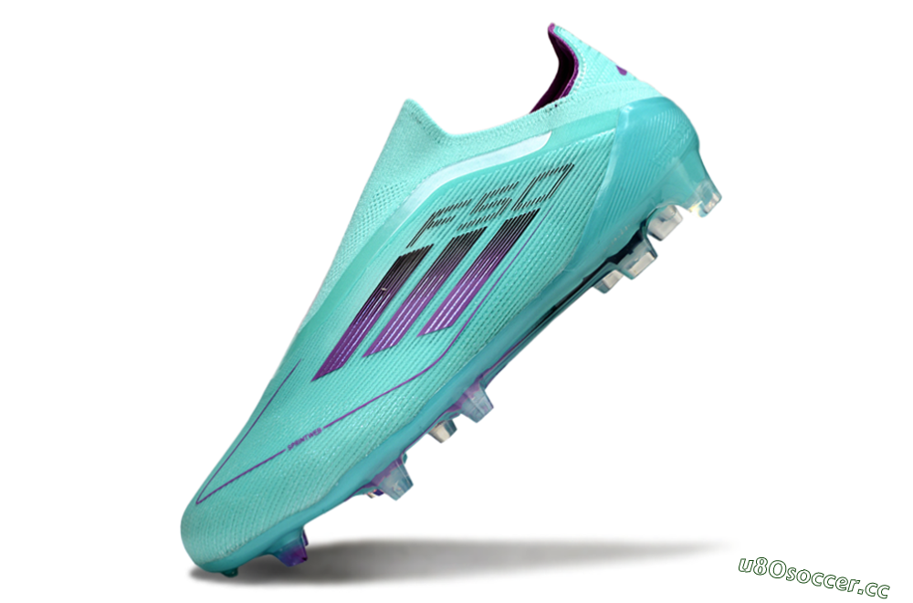 Men's Adidas F50 Elite Laceless FG Firm Ground Low-Tops Football Boots - Jade/Purple/Black 5
